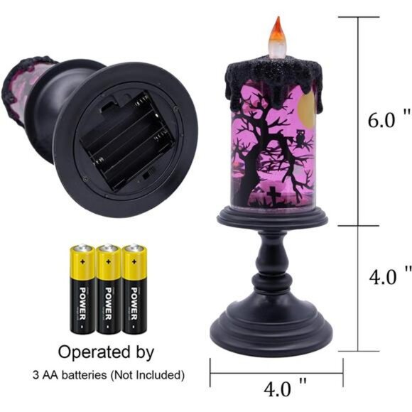 Eldnacele Halloween Snow Globe Candles Lighted Lamp, Battery Operated Spinning - Picture 2 of 7